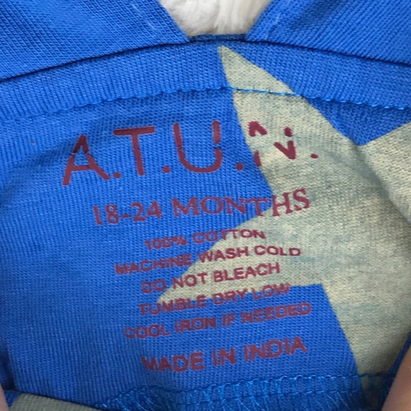 A.T.U.N. Toddler Sz 18-24 M Blue Romper Gray Stars - Picture 10 of 12